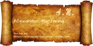 Alexander Marianna névjegykártya